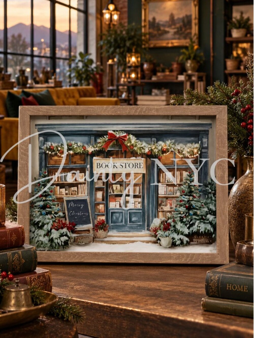 Winter Bookstore Framed Wall Decor